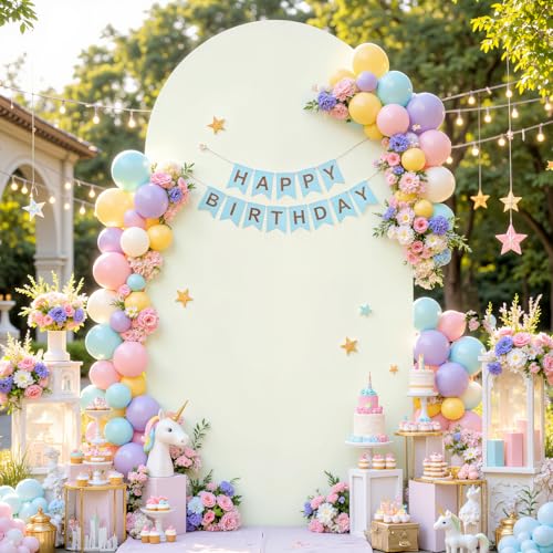 6.6FT Ivory Arch Backdrop Cover Wedding Arch Covers Stretchy Backdrop Round Top Chiara Spandex Arch Cover for Party Birthday Ceremony Banquet Decoration - color: Ivory, size: 6.6FT
