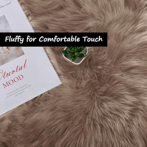 Goolela Faux Sheepskin Fur Runner Rug Light Brown Beige Fluffy Bedside Rug for Bedroom 2x6 Furry Fuzzy Rug Runner Washable Playroom Office Sheepskin - color: Beige, size: 2' x 6' (Sheepskin)
