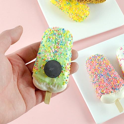 Artificial Ice Cream Realistic Simulation Food Popsicle Model Replica Fake Ice Cream for Home Shops Staging Decor Display Props(with Magnet,Green) - color: Green, size: With Magnet
