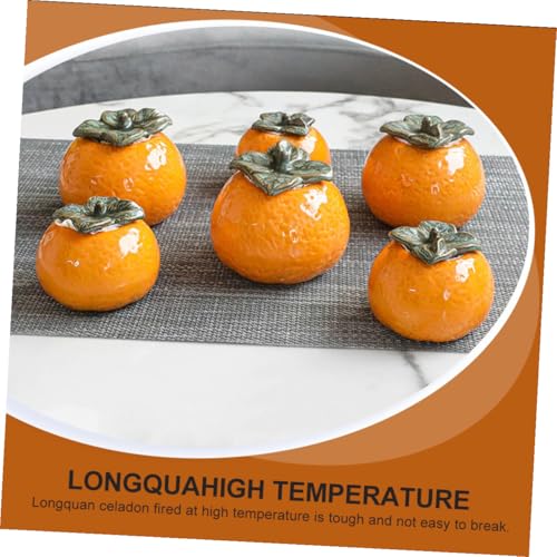 KICHOUSE Ceramic Orange Fruit Shaped Tea Storage Jar Small Decorative Canister with Lid for Home Kitchen Photography Props