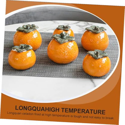 KICHOUSE Ceramic Orange Fruit Shaped Tea Storage Jar Small Decorative Canister with Lid for Home Kitchen Photography Props