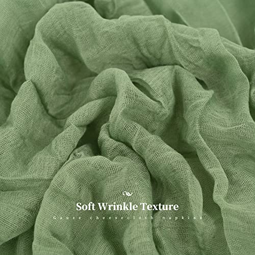 96 Pcs Sage Green Gauze Cheesecloth Napkins, 20 x 20 Inch Rustic Boho Dinner Napkins Wrinkled Rustic Linen Napkins for Wedding,Dinner,Parties - color: Sage Green, size: 20" x 20" (Set of 96)