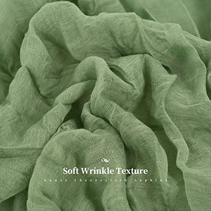 96 Pcs Sage Green Gauze Cheesecloth Napkins, 20 x 20 Inch Rustic Boho Dinner Napkins Wrinkled Rustic Linen Napkins for Wedding,Dinner,Parties - color: Sage Green, size: 20" x 20" (Set of 96)
