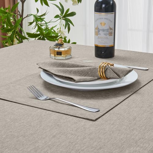 Cloth Napkin Set of 8 Square Washable Reusable Linen Fabric Polyester for Kitchen Dinner Dining Restaurants Wedding Party Banquet Table(Flaxen/17x17 Inch) - color: Flaxen