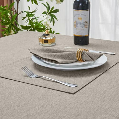 Cloth Napkin Set of 8 Square Washable Reusable Linen Fabric Polyester for Kitchen Dinner Dining Restaurants Wedding Party Banquet Table(Flaxen/17x17 Inch) - color: Flaxen