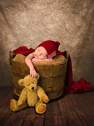 Allenjoy 5x7ft Soft Fabric Brown Wall with Wooden Floor Photography Backdrop Newborn Baby Photoshoot Abstract Portraits Photo Photographer Background Props - size: 5'x7'