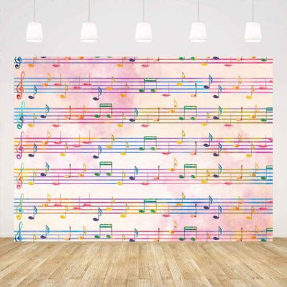9x6FT Pink Theme Music Notes Backdrop Colourful Music Notation Photography Background for Newborn Girl Baby Shower 1st Birthday Senior Pictures Party Decorations Photo Booth Props Supplies - size: 9x6ft