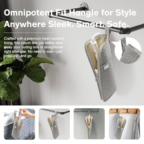 KarSyon Hot Tools Organizer Heat Resistant Mat Case Hair Tools Holder Travel Bag Portable Hair Styling Tools Cover Pouch for Curling Iron,Flat Iron,Hair Straightener (Grey) - color: Grey