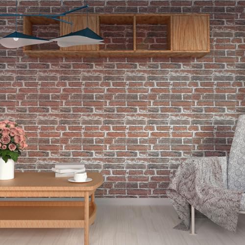 3D Wall Panels Peel and Stick in Red White Stone, 20 PCS XPE Foam 3D Wallpaper, Faux Brick Wall Panels for Bedroom, Stairs, Kitchen - color: Red Brick, size: 20PCS
