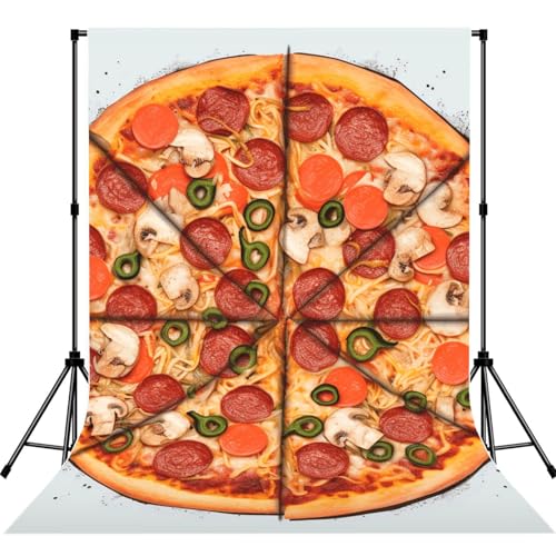I Love Pizza Backdrop Background for Photography 5x7ft Photobooth Professional Photo Backdrop Curtains Video Photography Studio Photo Backgrounds Banner Booth Background Screen Parties - color: I Love Pizza