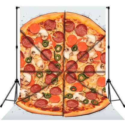 I Love Pizza Backdrop Background for Photography 5x7ft Photobooth Professional Photo Backdrop Curtains Video Photography Studio Photo Backgrounds Banner Booth Background Screen Parties - color: I Love Pizza