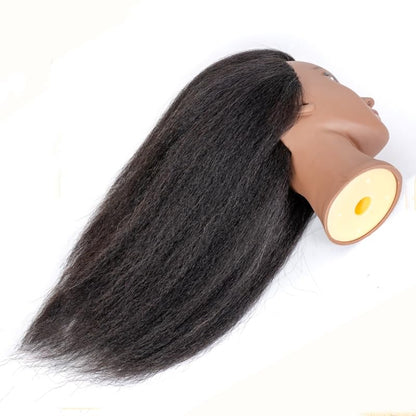 Mannequin Head Human Hair, 16inch, with 100% Human Hair, Cosmetology Doll Head for Hairdresser Practice Braiding Hair Styling, with Table Clamp Stand and Tools