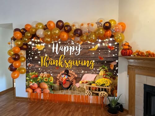 Thanksgiving Backdrop 7x5ft Fall Happy Thanksgiving Photography Background Party Decorations Banner Wooden Board Turkey Pumpkin Backdrop Family Photo Shoot Props - color: Multi, size: 7x5ft