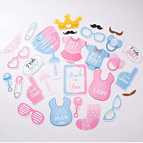 30 PCS Birthday Photo Booth Props Party Supplies Birthday Party Photo Props Baby Models Glasses Pacifier Beard for Kid Shower Party Birthday Party Decorations