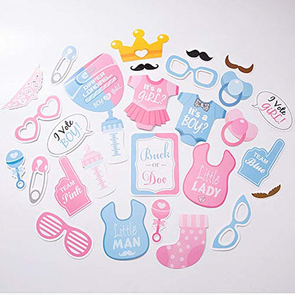 30 PCS Birthday Photo Booth Props Party Supplies Birthday Party Photo Props Baby Models Glasses Pacifier Beard for Kid Shower Party Birthday Party Decorations