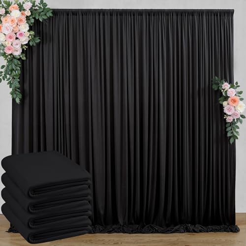 20 ft x 10 ft Wrinkle Free Black Backdrop Curtain for Parties, 4 Panels 10ft Polyester Black Photo Backdrop Drapes for Graduation Birthday Wedding Party Stage Curtains - color: Black, size: 5'(W) x 10'(H), 4 panels