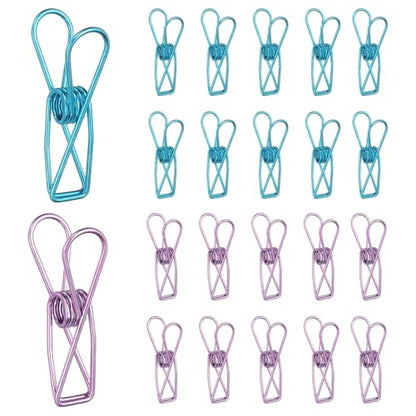 PATIKIL 50Pcs Paper Office Binder Clips, 1.26" Small Metal Wire Hollow Out Paper Clamps Long Tail Binder Clips for Photo Clothes Hanging Office Home Kitchen Food Package, Blue/Purple - color: Blue/Purple