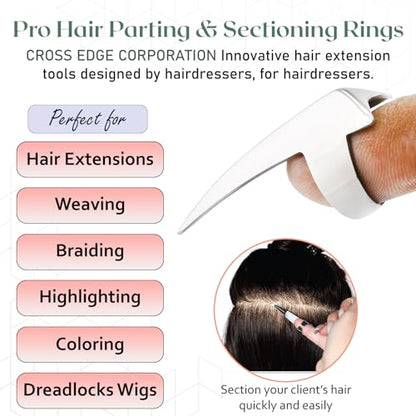 Hair Parting & Sectioning Ring - Stainless Steel Finger Braiding Hair Pick Tools for Durable Dreadlocks Wig Quick Installation of Remy Human Hair Extensions Hair Styling Tools (Silver) - color: Silver