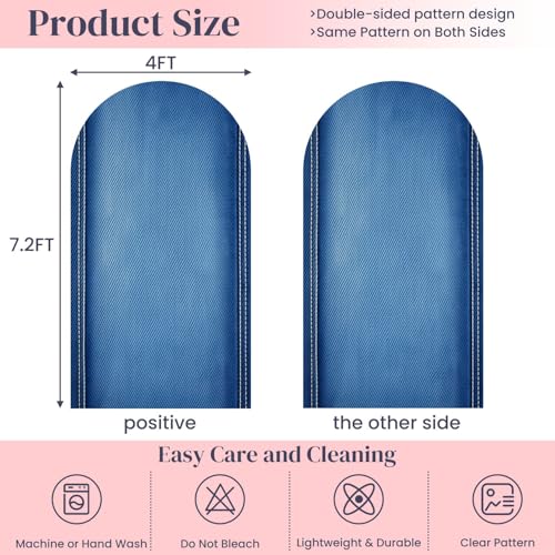 7.2FT Wedding Arch Backdrop Cover Jeans Texture Denim Portrait Photobooth Blue Denim Fabric Vertical Spandex Fitted Round Top Backdrop Stand Cover for Ceremony Banquet Birthday Party Decoration - color: Color2, size: 7.2FT x 4FT