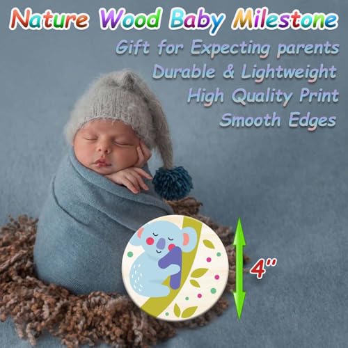 Wooden Baby Monthly Milestone Cards with Birth Announcement Sign Newborn Anniversary Cards Photography Props Baby Shower Gifts for Boys and Girls (Baby Milestone Cards) - color: Monthly Milestone Cards