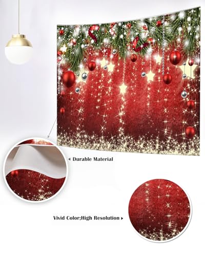 Mocsicka Christmas Backdrop Red Ball Xmas Merry Christams Party Decorations for Family Holiday Christmas for Photography Photo Booth Props (Red, 12x10ft(144"x120")) - size: 12x10ft(144"x120")