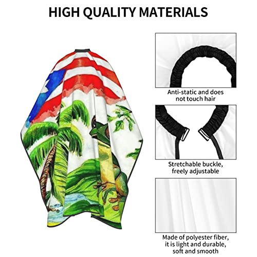 Puerto Rico Barber Cape With Adjustable Closure, Hairdressing Haircut Apron Barber Cover Gown For Hairdresser Styling Home - color: Boricua Puerto Rico Frog1