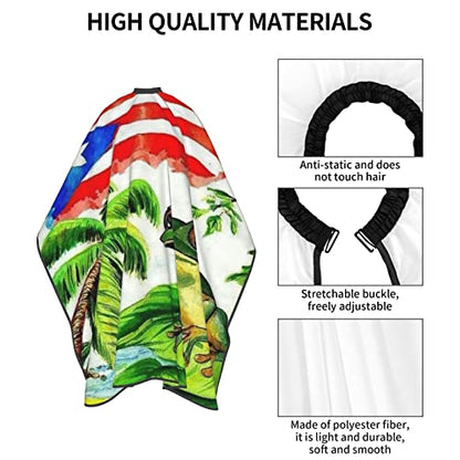 Puerto Rico Barber Cape With Adjustable Closure, Hairdressing Haircut Apron Barber Cover Gown For Hairdresser Styling Home - color: Boricua Puerto Rico Frog1