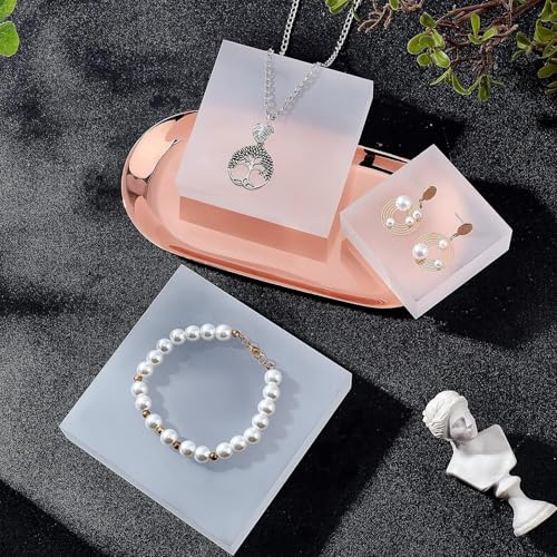 FINGERINSPIRE Solid Frosted Acrylic Square Display Base 4" x 4" x 0.9" Polished Display Block Craft Jewelry Riser Stand for Ring Earring Bracelet Accessory Collectibles Retail Photography - color: 4" X 4" X 0.9"