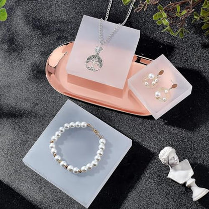 FINGERINSPIRE Solid Frosted Acrylic Square Display Base 4" x 4" x 0.9" Polished Display Block Craft Jewelry Riser Stand for Ring Earring Bracelet Accessory Collectibles Retail Photography - color: 4" X 4" X 0.9"