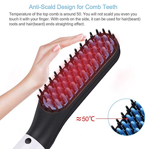 Electric Beard/Hair Straightener Brush Comb, Hot Tools Hair Flat Curling Iron, Fast Shaping for Beard Grooming And Hair Styling for Men, White