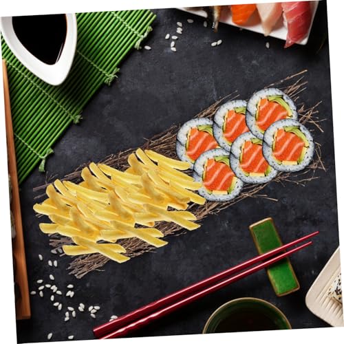 MAGICLULU 3pcs Bamboo Sushi Serving Set Decorative Fence Design Japanese Style Sushi Tray Sashimi Plate for Food Photography and Restaurant Decoration