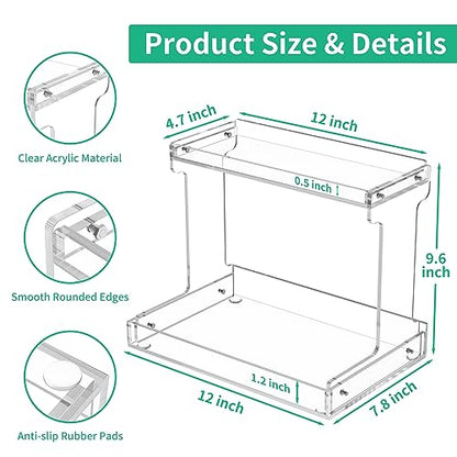 NPPLUS Bathroom Countertop Organizer, 2-Tier Clear Acrylic Counter Storage Shelf for Bathroom Counter Organizer, Clear Makeup Storage Vanity Trays for Cabinet, Kitchen Spice Rack - style: Bathroom Countertop Organizer