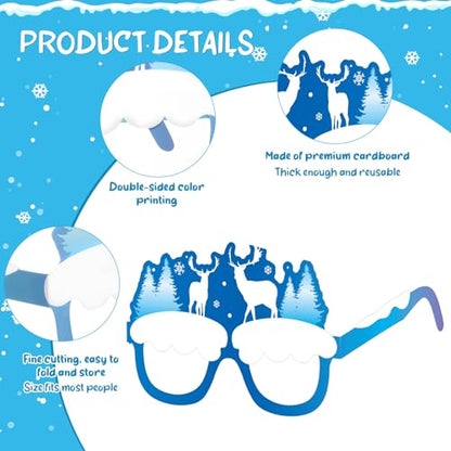 36 Pcs Winter Party Favors Snowflake Paper Eyeglasses Winter Wonderland Party Decorations Photo Booth Props for Christmas Holiday Baby Shower Birthday Supplies - style: Winter