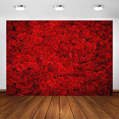 Avezano Red Rose Floral Wedding Photography Backdrop Valentine's Day Party Photo Backdrops Vinyl Cloth 14 February Background Photo Booth Props Pictures (10x8ft) - size: 10x8ft