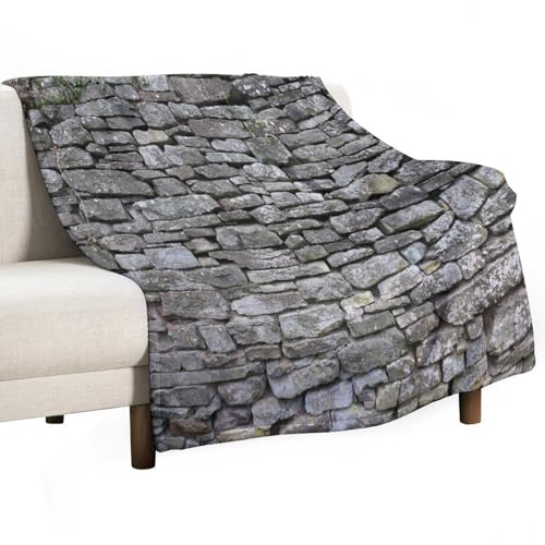 Grey Brick Wall Throw Blanket Stone Rock Wall Backdrop Brick Vintage Rustic Masonry Art Blanket for Sofa Bed Couch Chair Or Dorm 30"x40" - color: Style-10, size: 30"x40"