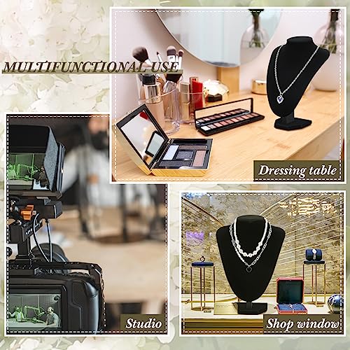 Huquary 12 Pcs Necklace Stand Display Jewelry Bust Display Stands Necklace Stand Jewelry Photography Props for Selling for Home Store Trade Shows(Black,Velvet) - color: Black