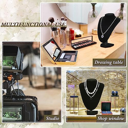 Huquary 12 Pcs Necklace Stand Display Jewelry Bust Display Stands Necklace Stand Jewelry Photography Props for Selling for Home Store Trade Shows(Black,Velvet) - color: Black