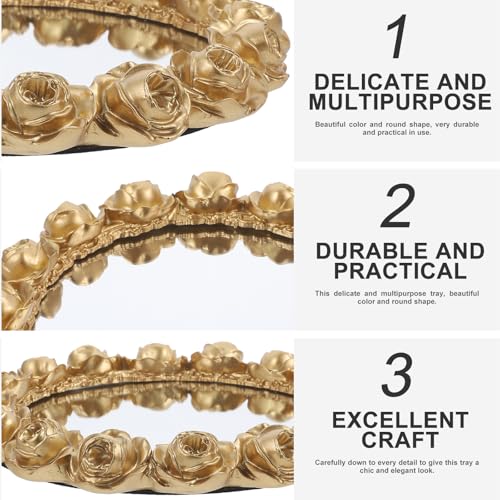FOMIYES Decorative Rose Gold Mirror Vanity Tray Jewelry Organizer Round Makeup Display Plate for Bathroom Countertop Dressing Table