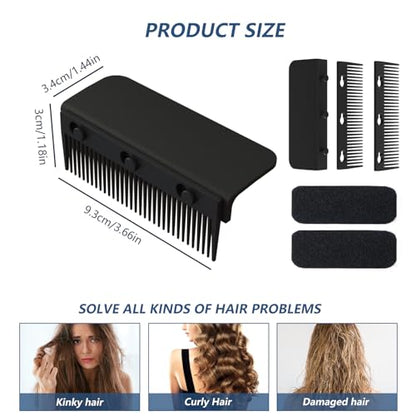 Flat Iron Comb Attachment Clip On, 500 Degrees High Temperature Resistant Material, Professional or Home Use Compact Hair Styling Tool (Black)