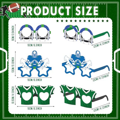 32 Pcs Football Party Decorations Touchdown Paper Glasses Frame It's Game TIME Photo Booth Props Eyeglasses for Sports Football Theme Birthday Baby Shower Favors Supplies - style: Football
