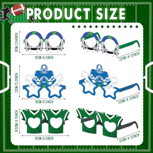 32 Pcs Football Party Decorations Touchdown Paper Glasses Frame It's Game TIME Photo Booth Props Eyeglasses for Sports Football Theme Birthday Baby Shower Favors Supplies - style: Football