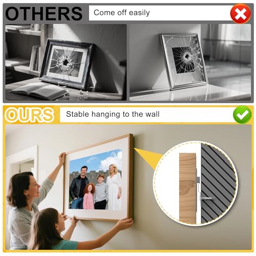 6 Pack Self Adhesive Hangers with Strong Nano Tapes, 3.15" x 3.15" Adhesive Picture Hanger, Mirror Hanging Kit, Plate Hangers for Mirrors, Photo Frames, Paintings, Decorative Plates