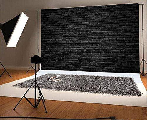 Laeacco Dark Gray Brick Wall Background 10x8ft Vintage Brick Wall Stone Texture Retro Block Concrete Photography Backdrops for Wedding Portrait Vinyl Customized Wallpaper Decor Studio Photo Prop