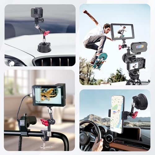 7" Cold Shoe Magic Arm with 360° Ball Joint & 1/4" Screw, Adjustable Stainless Steel Friction Arm for Camera Cage LED Light Microphone Monitor – DSLR Vlog Photography-87001 - size: 7" Magic Arm