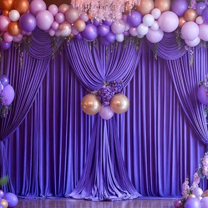 Purple Backdrop Curtains 4 Panels - Wrinkle-Free Polyester Photography Drapes for Baby Shower & Birthday Party - 16 X 10FT - color: Purple, size: W4' x H10'(4 panels)