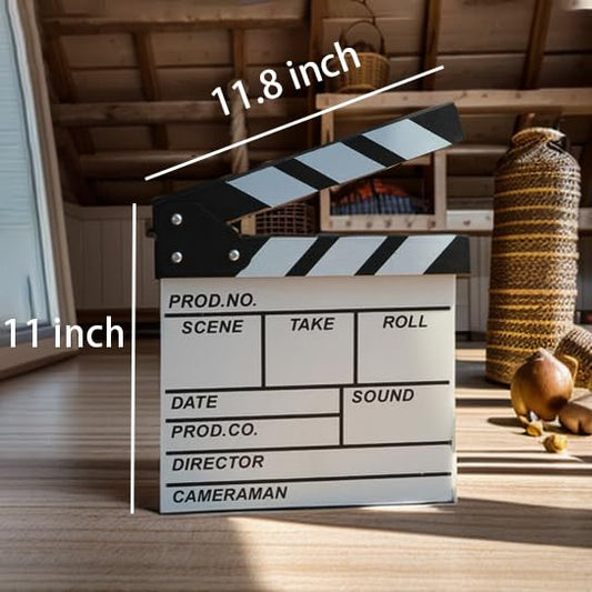 BERON Professional Vintage TV Movie Film Clap Board Slate Cut Prop Director Clapper (White) - color: White