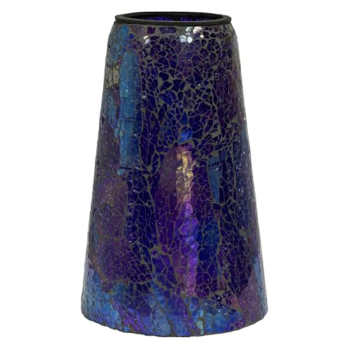 Sunnydaze Glass Gazing Ball Stand for Gazing Globes - Outdoor Mosaic Sphere Holder & Pedestal for Backyard or Patio Decoration - Iridescent Purple - color: Iridescent Purple
