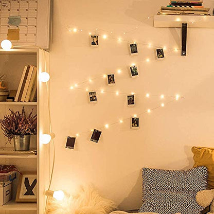 Photo Clip String Light - 33Ft 100LED Fairy Lights with Clips for Pictures With Timer, Photo Light with 50 Clear Clips for Bedroom Christmas Wedding Décor