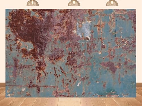 17x10ft Fabric Rusty Blue Metal Texture Backdrop Peeling Paint Industrial Surface Background for Product Photography Shoots Party Decorations Banner Photo Booth Props Tapestry - size: 17x10ft