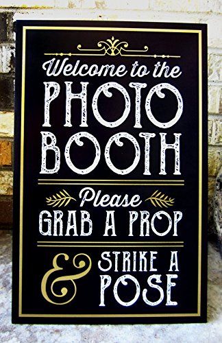 PERFECT PHOTO BOOTH PROP SIGN WITH EASEL BACKER STAND, Great for DIY Photo Booth, Grab A Prop Strike A Pose Photo Booth Sign, Great for wedding, birthday, holiday events and more!